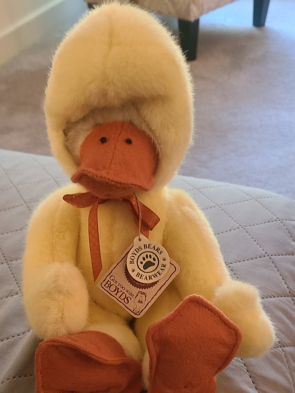 Boyds Bears Yellow Plush Duck with Orange Beak & Feet